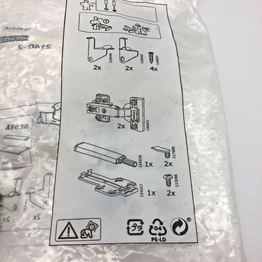 NEW IKEA Besta Soft Closing Push Open Cabinet Hinge 802.612.58 2 Pcs per Bag